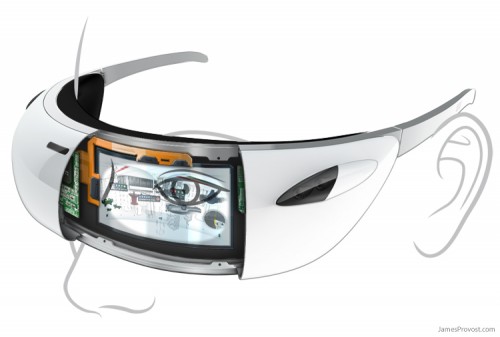 AR goggles concept cutaway illustration.